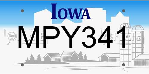 MPY341 Iowa License Plate