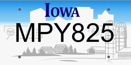 MPY825 Iowa License Plate