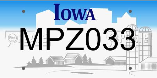 MPZ033 Iowa License Plate
