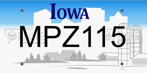 MPZ115 Iowa License Plate