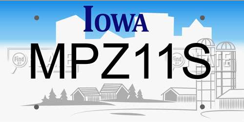 MPZ11S Iowa License Plate