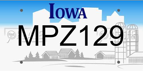 MPZ129 Iowa License Plate