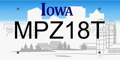 MPZ18T Iowa License Plate