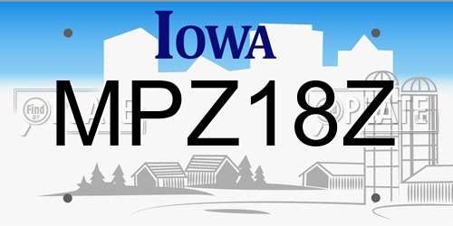 MPZ18Z Iowa License Plate