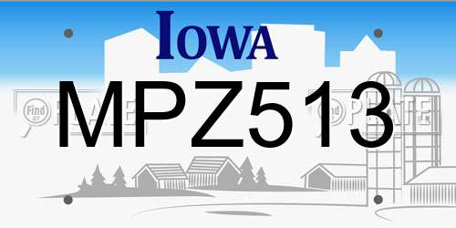 MPZ513 Iowa License Plate