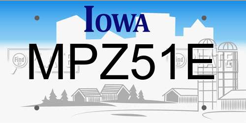 MPZ51E Iowa License Plate