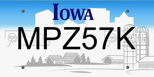 MPZ57K Iowa License Plate
