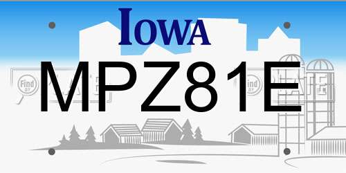 MPZ81E Iowa License Plate