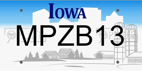 MPZB13 Iowa License Plate