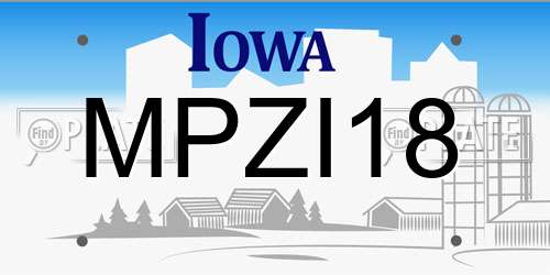 MPZI18 Iowa License Plate