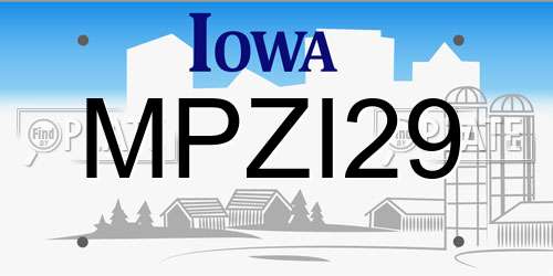 MPZI29 Iowa License Plate