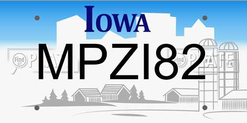 MPZI82 Iowa License Plate