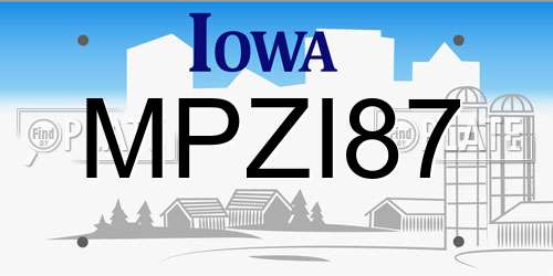 MPZI87 Iowa License Plate