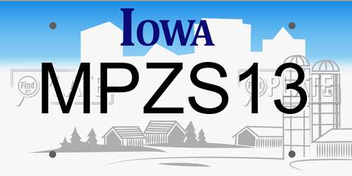 MPZS13 Iowa License Plate