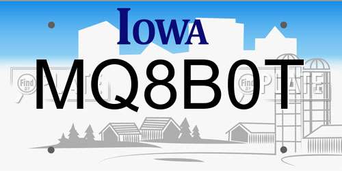 MQ8B0T Iowa License Plate
