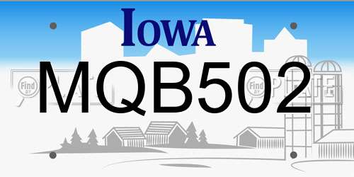 MQB502 Iowa License Plate