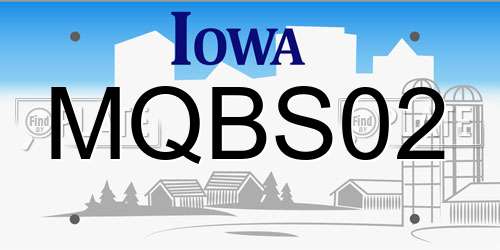 MQBS02 Iowa License Plate