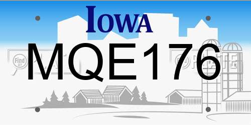 MQE176 Iowa License Plate