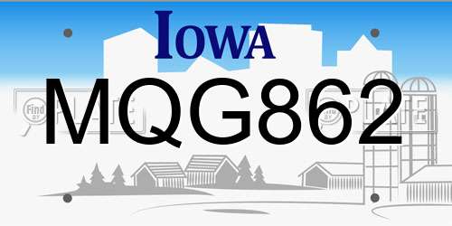 MQG862 Iowa License Plate