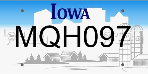 MQH097 Iowa License Plate