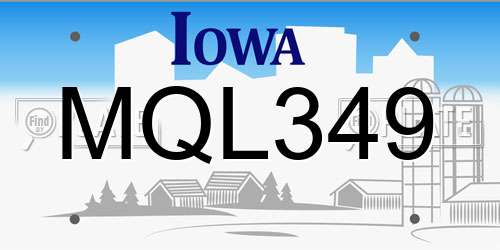 MQL349 Iowa License Plate