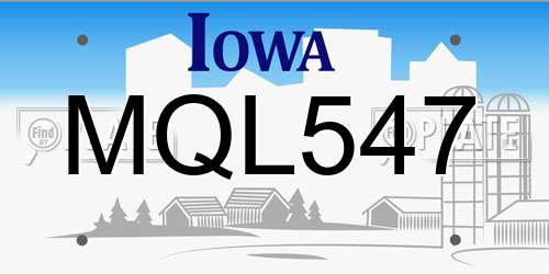 MQL547 Iowa License Plate