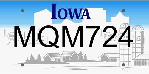MQM724 Iowa License Plate