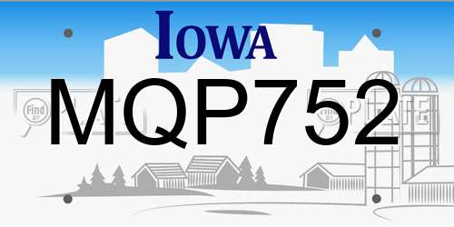MQP752 Iowa License Plate