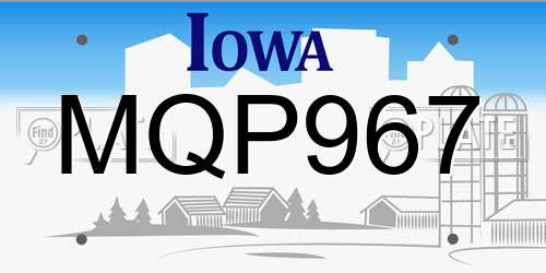 MQP967 Iowa License Plate