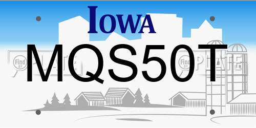 MQS50T Iowa License Plate