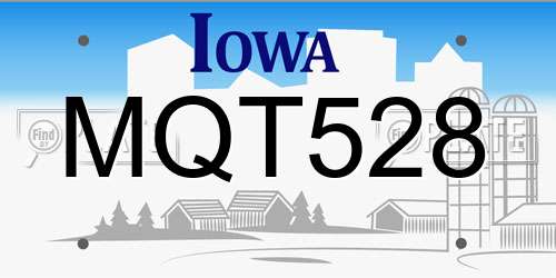 MQT528 Iowa License Plate