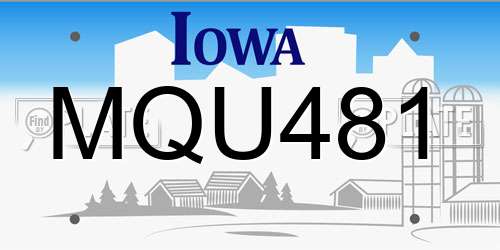 MQU481 Iowa License Plate