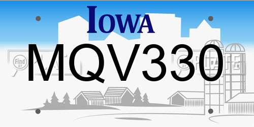 MQV330 Iowa License Plate