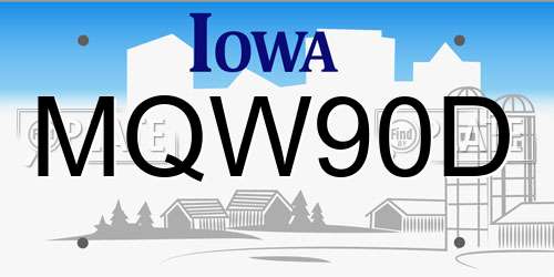 MQW90D Iowa License Plate