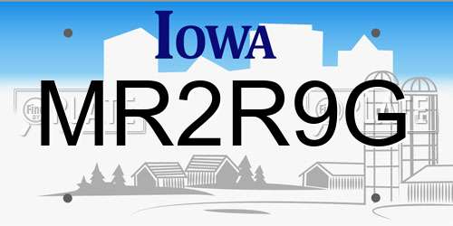 MR2R9G Iowa License Plate