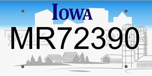 MR72390 Iowa License Plate
