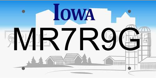 MR7R9G Iowa License Plate