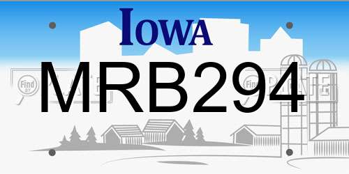 MRB294 Iowa License Plate
