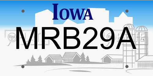 MRB29A Iowa License Plate