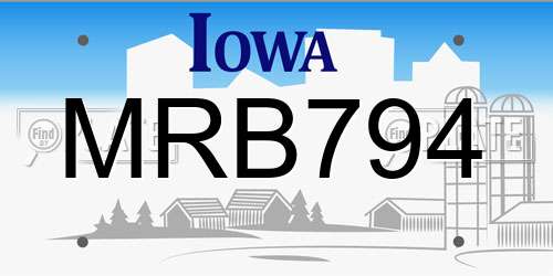 MRB794 Iowa License Plate