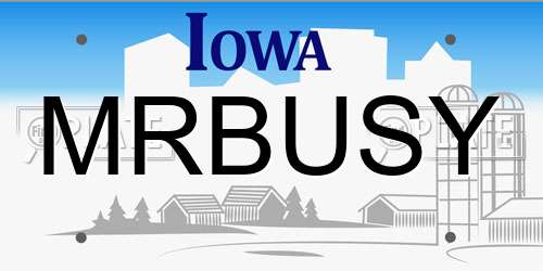 MRBUSY Iowa License Plate