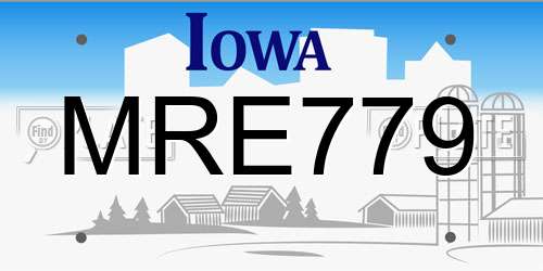 MRE779 Iowa License Plate