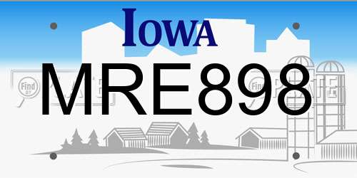 MRE898 Iowa License Plate