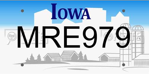 MRE979 Iowa License Plate