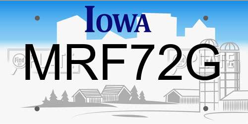 MRF72G Iowa License Plate