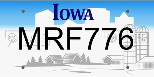 MRF776 Iowa License Plate