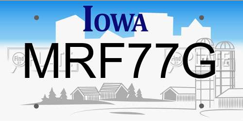 MRF77G Iowa License Plate