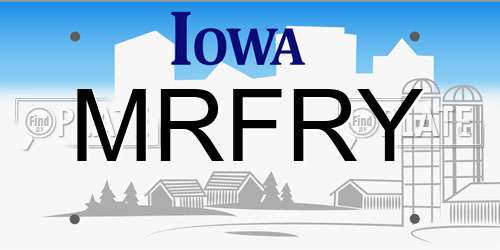 MRFRY Iowa License Plate