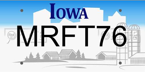 MRFT76 Iowa License Plate