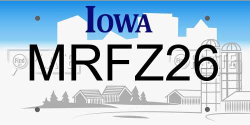 MRFZ26 Iowa License Plate